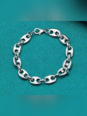 Polished Silver Link Bracelet - Chunky Oval Chain